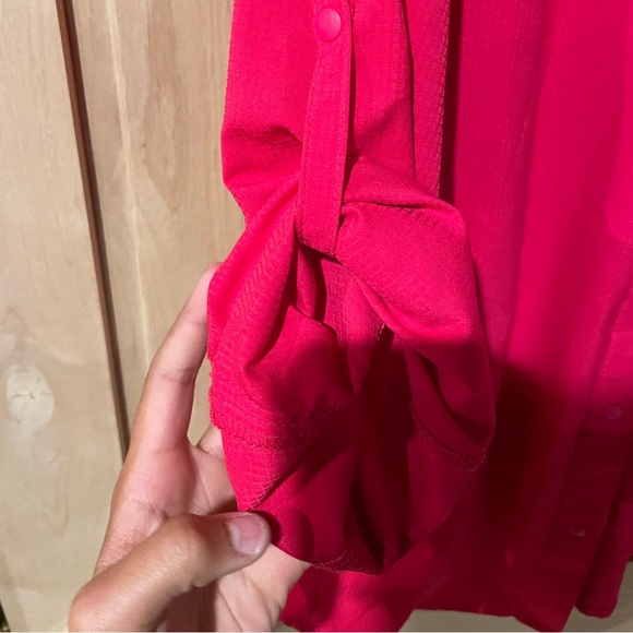 Columbia XL moisture wicking backpacking top. EUC. Bright pink.Rolled LS. - Picture 4 of 5